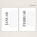Handgemachte Dashboard-Set für Filofax & Discplaner – 12 Monate Übersicht im minimalistischen Design