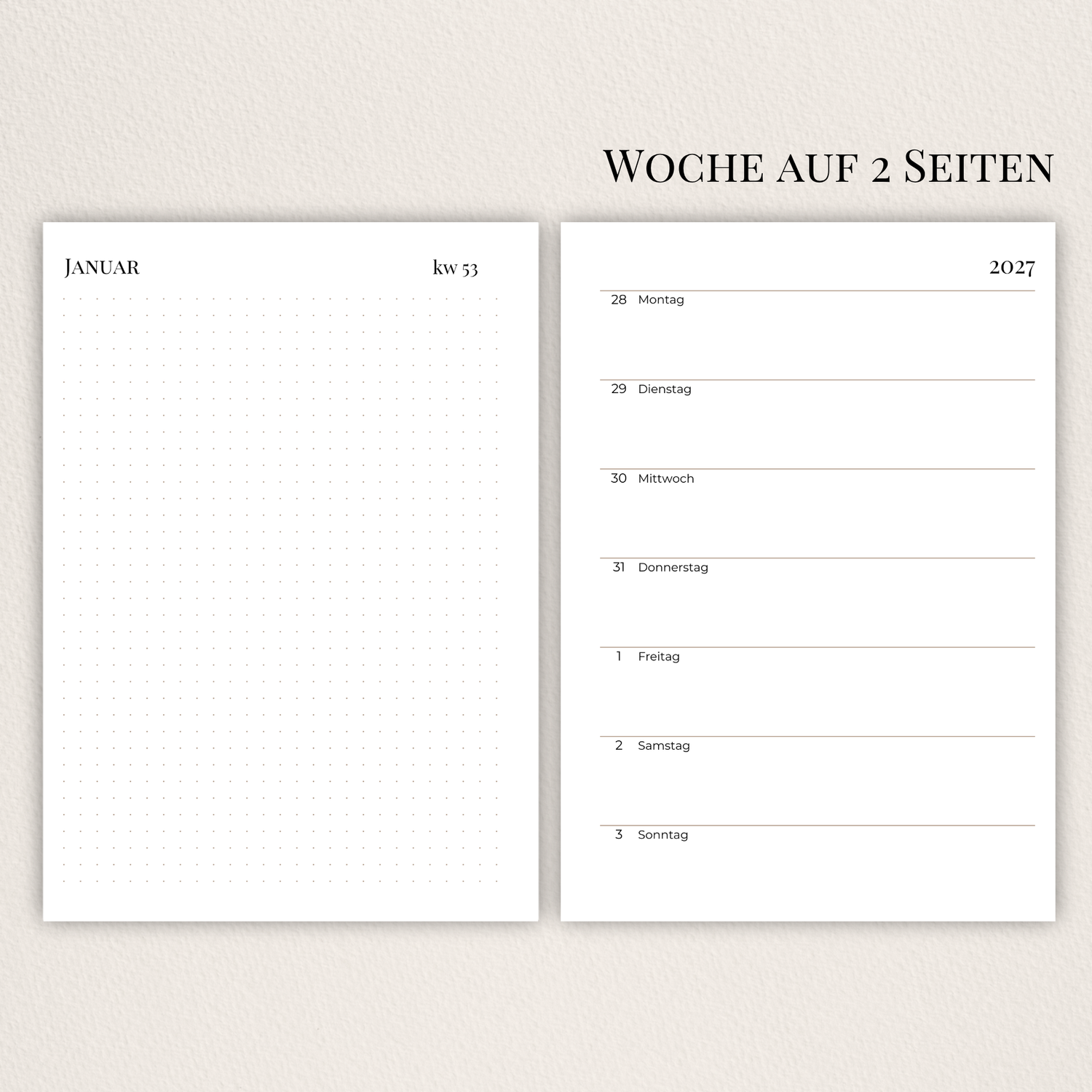 Eine Woche auf 2 Seiten | Notizen