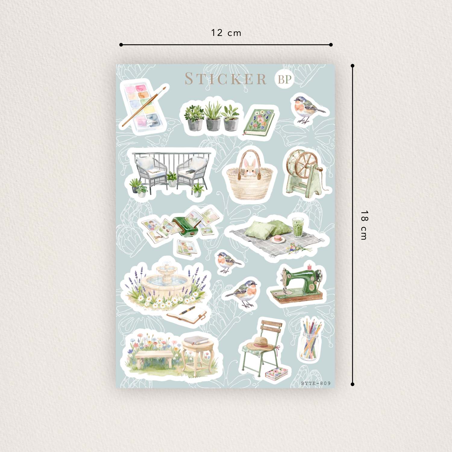 Cottagecore Aquarell Stickerbogen