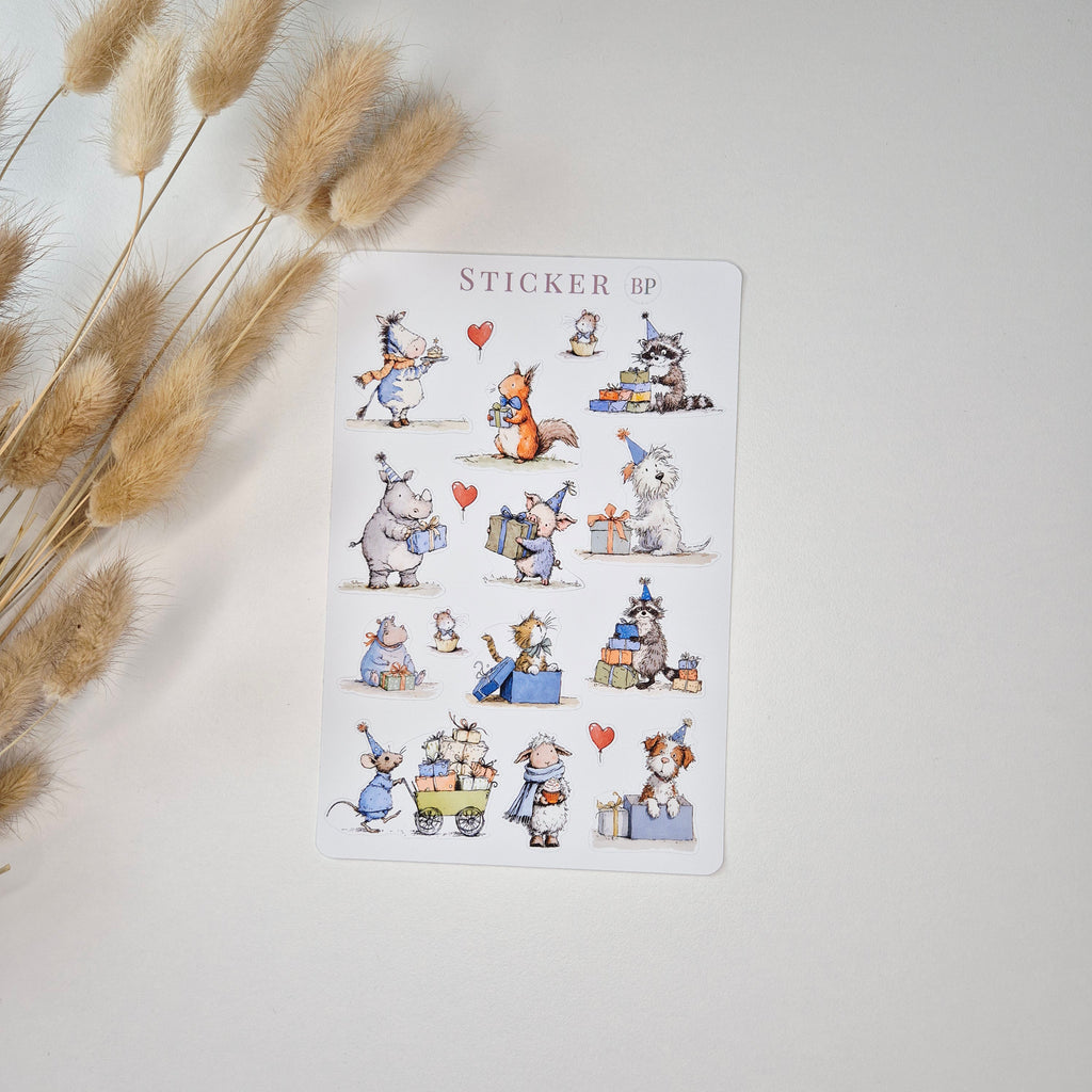 Geburtstagssticker mit Tiere