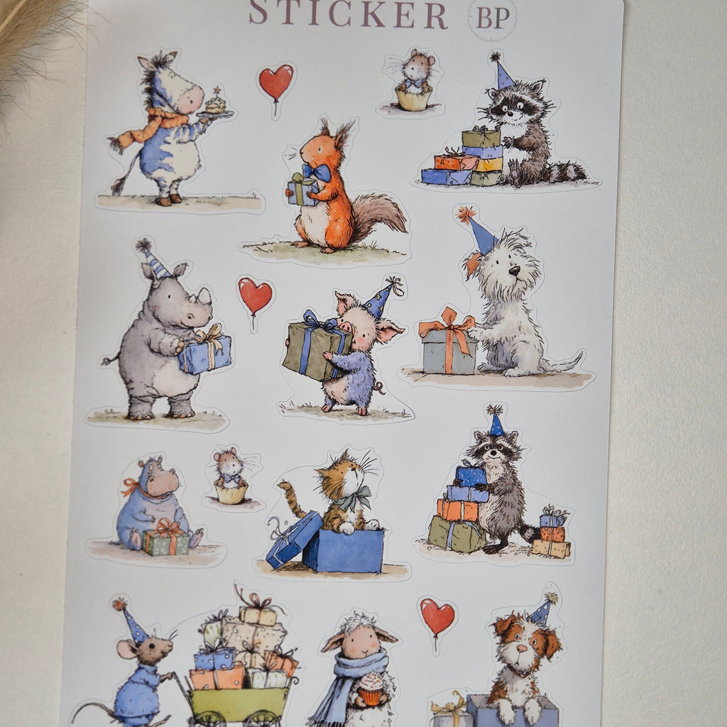 Geburtstagssticker mit Tiere
