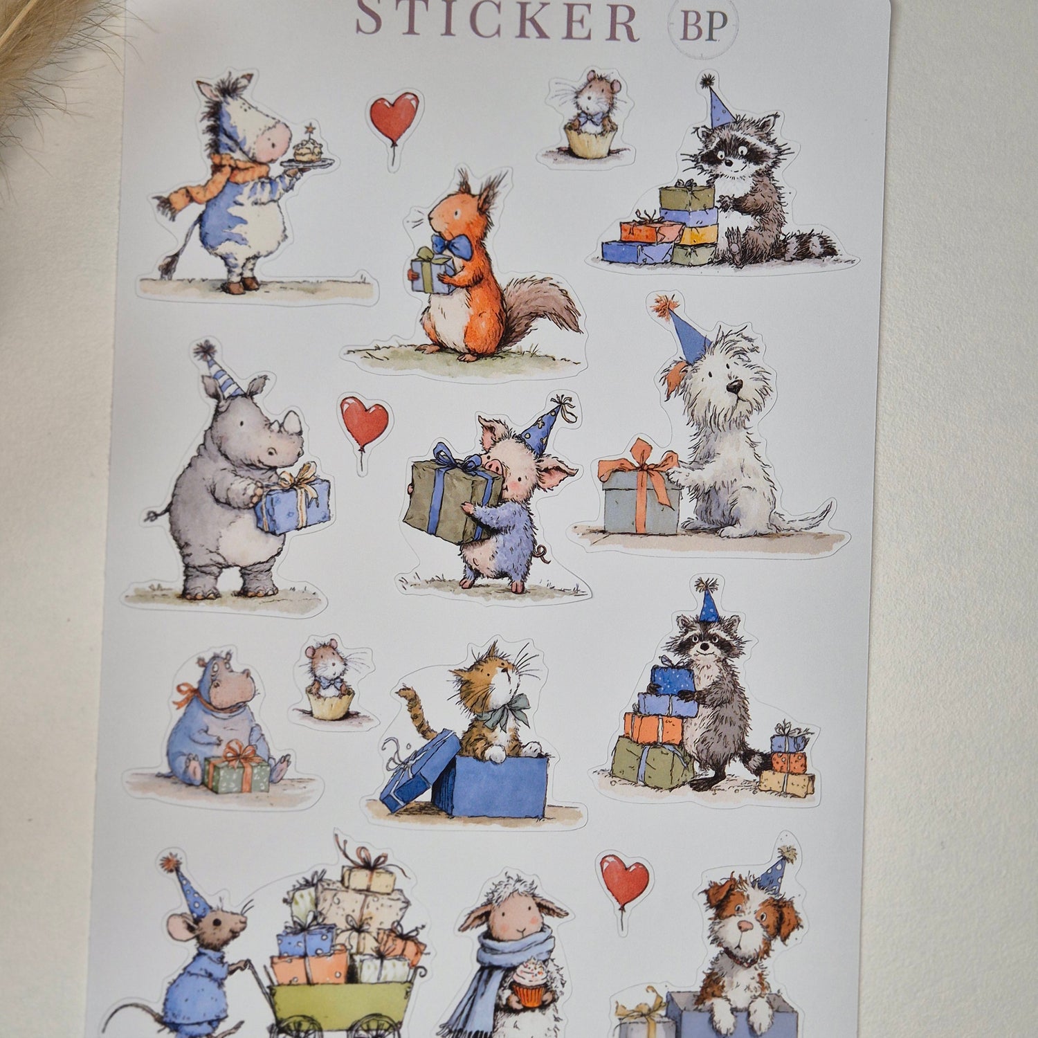 Geburtstagssticker mit Tiere