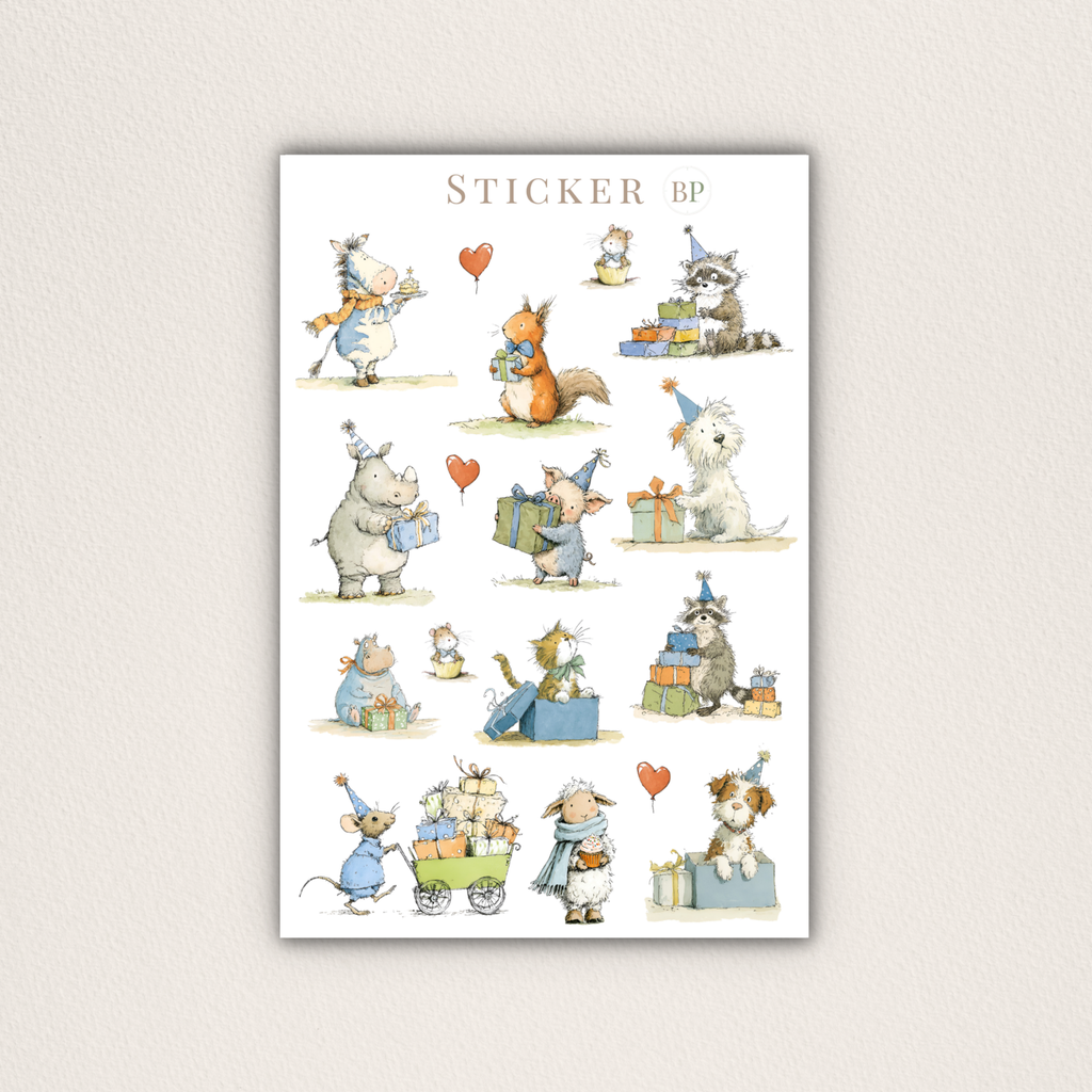 Geburtstagssticker mit Tiere