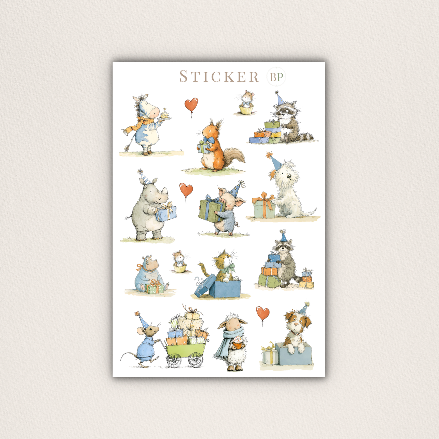Geburtstagssticker mit Tiere