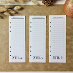Einkaufsliste A5 Halb – schmale Planereinlagen, minimalistisches Listenlayout