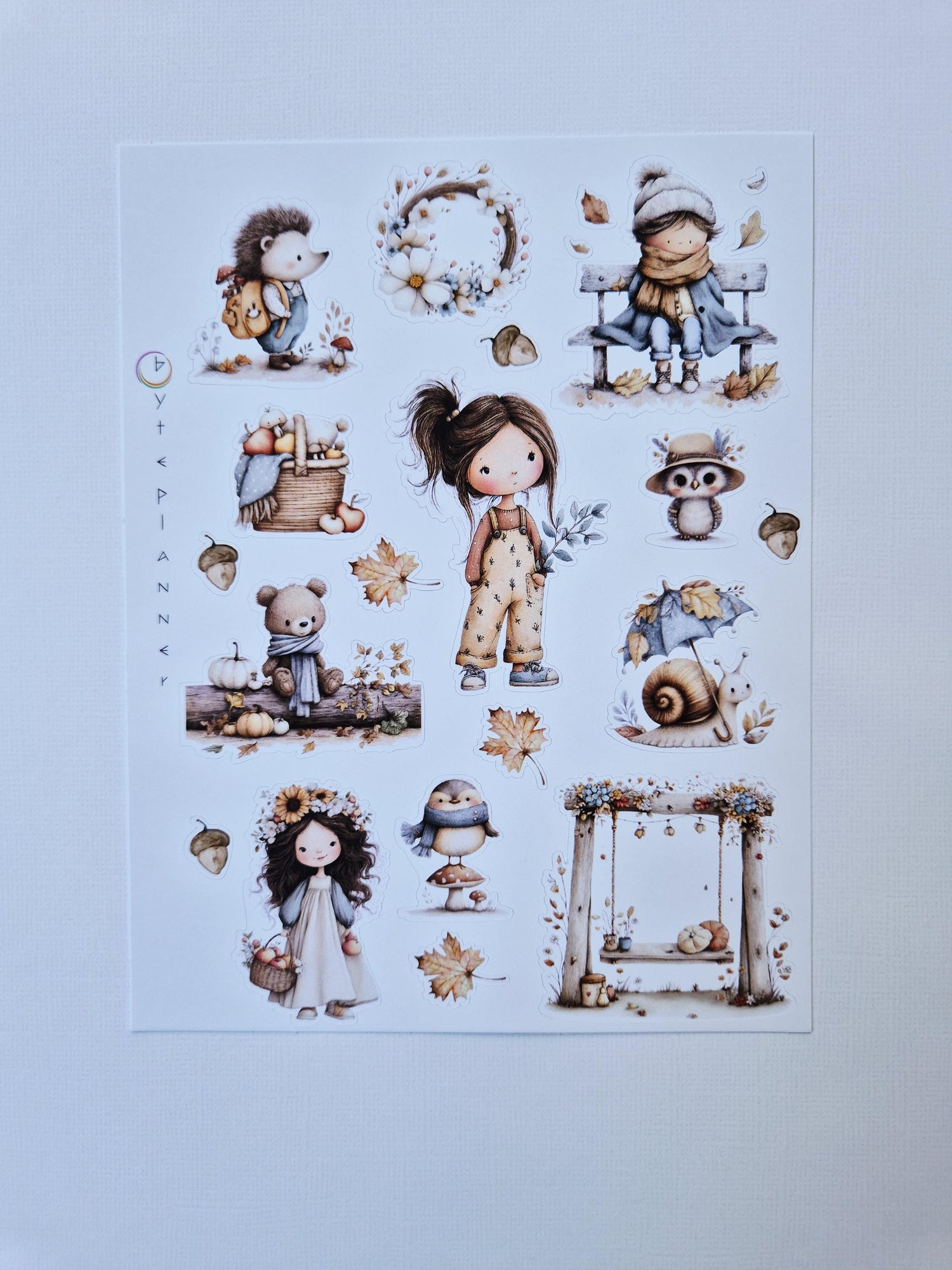 Herbst Sticker Set - Niedliche Waldtiere für Bullet Journal, Planer & Scrapbooking - 2 Bögen