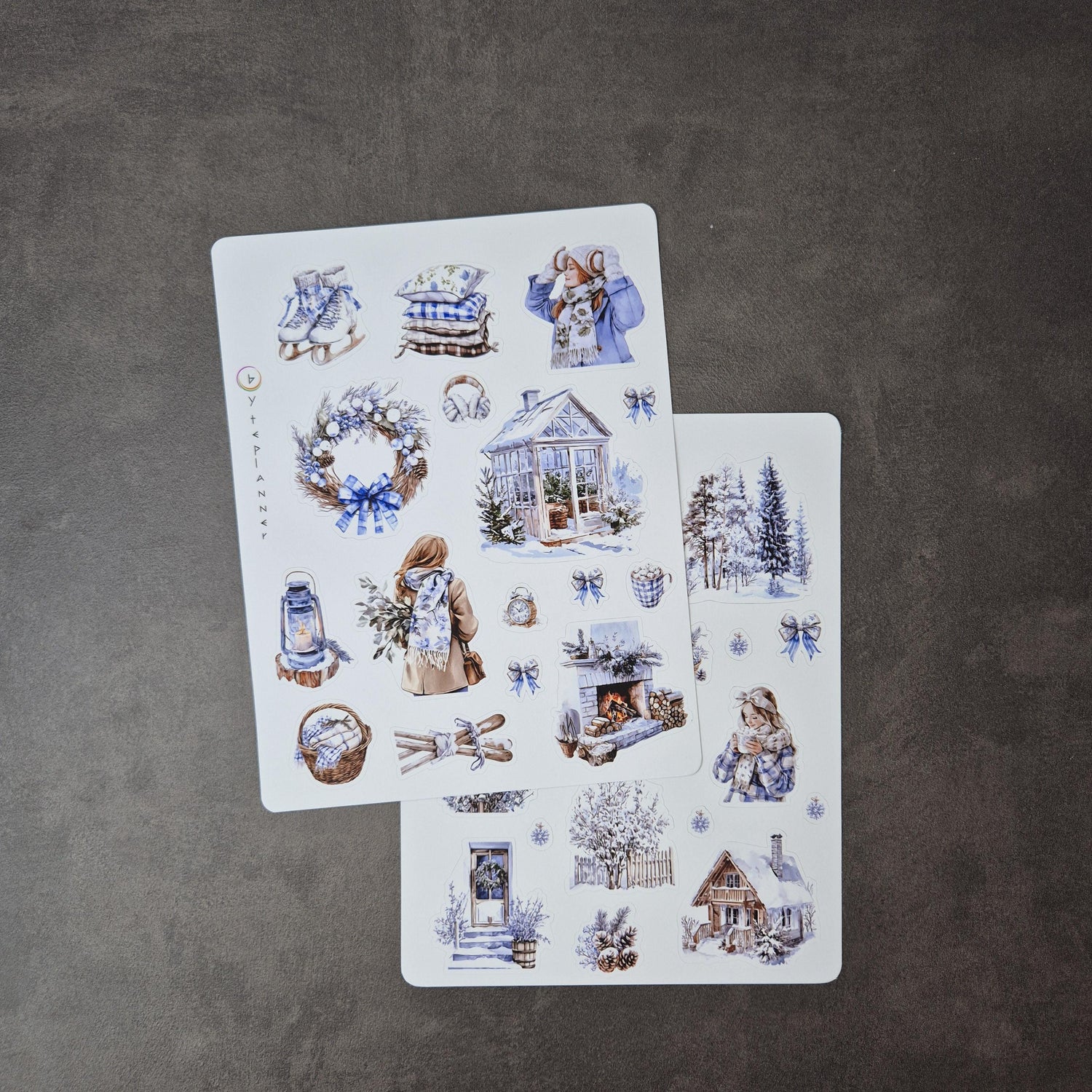 Winterzauber Aquarell Sticker Set – Vintage Weihnachten