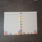 A5 Discbound Notizbuch mit Blumenmuster – handgemacht & flexibel