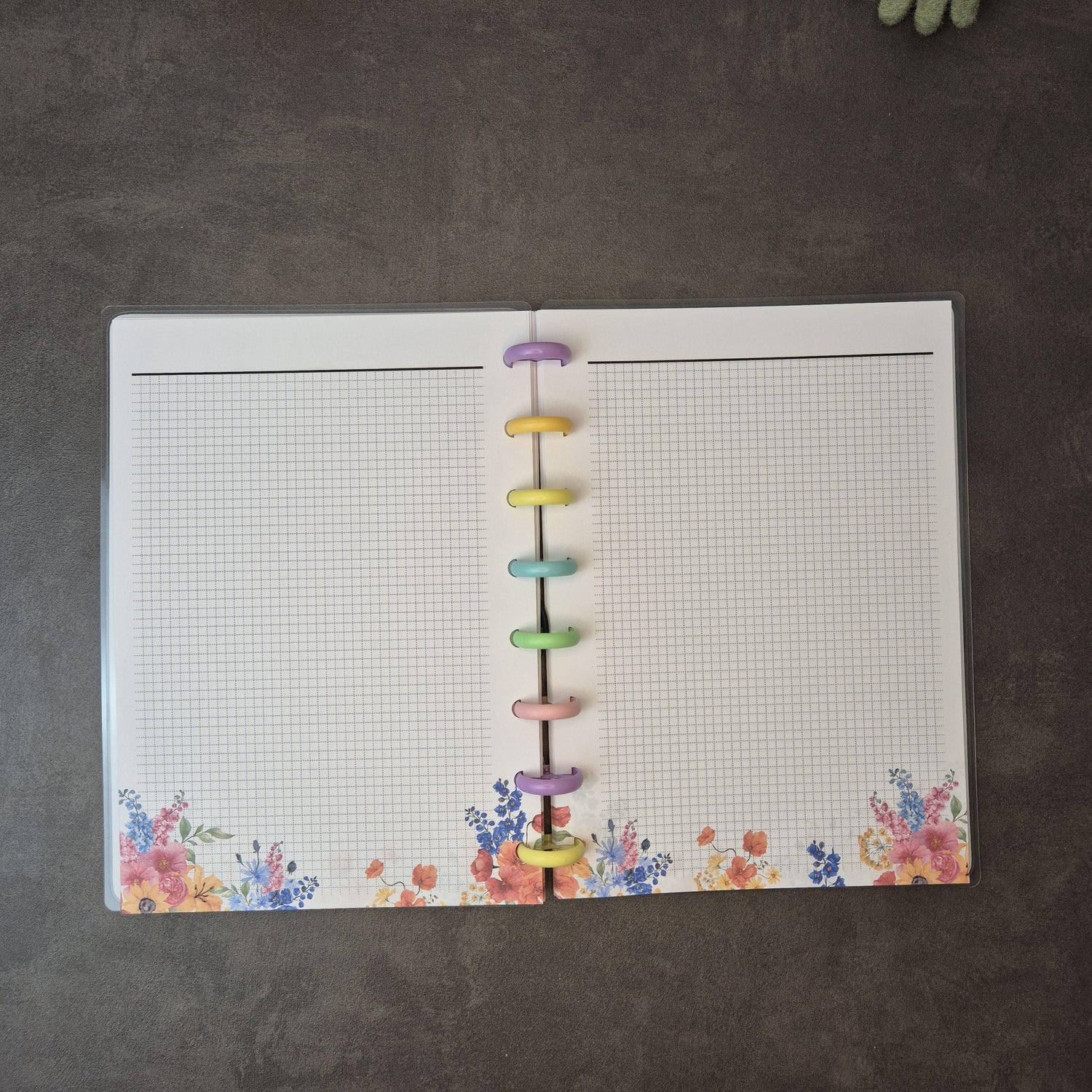 A5 Discbound Notizbuch mit Blumenmuster – handgemacht & flexibel