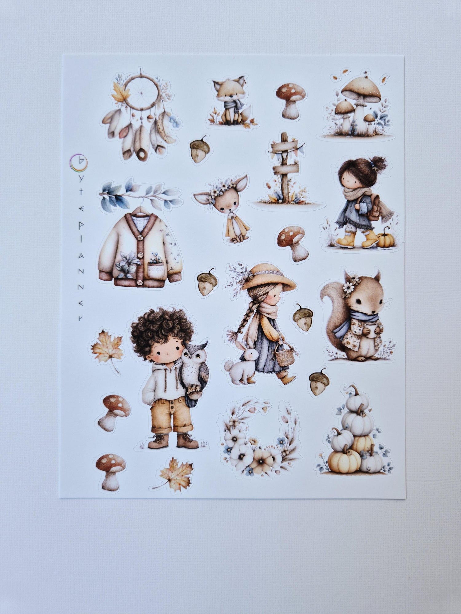 Herbst Sticker Set - Niedliche Waldtiere für Bullet Journal, Planer & Scrapbooking - 2 Bögen