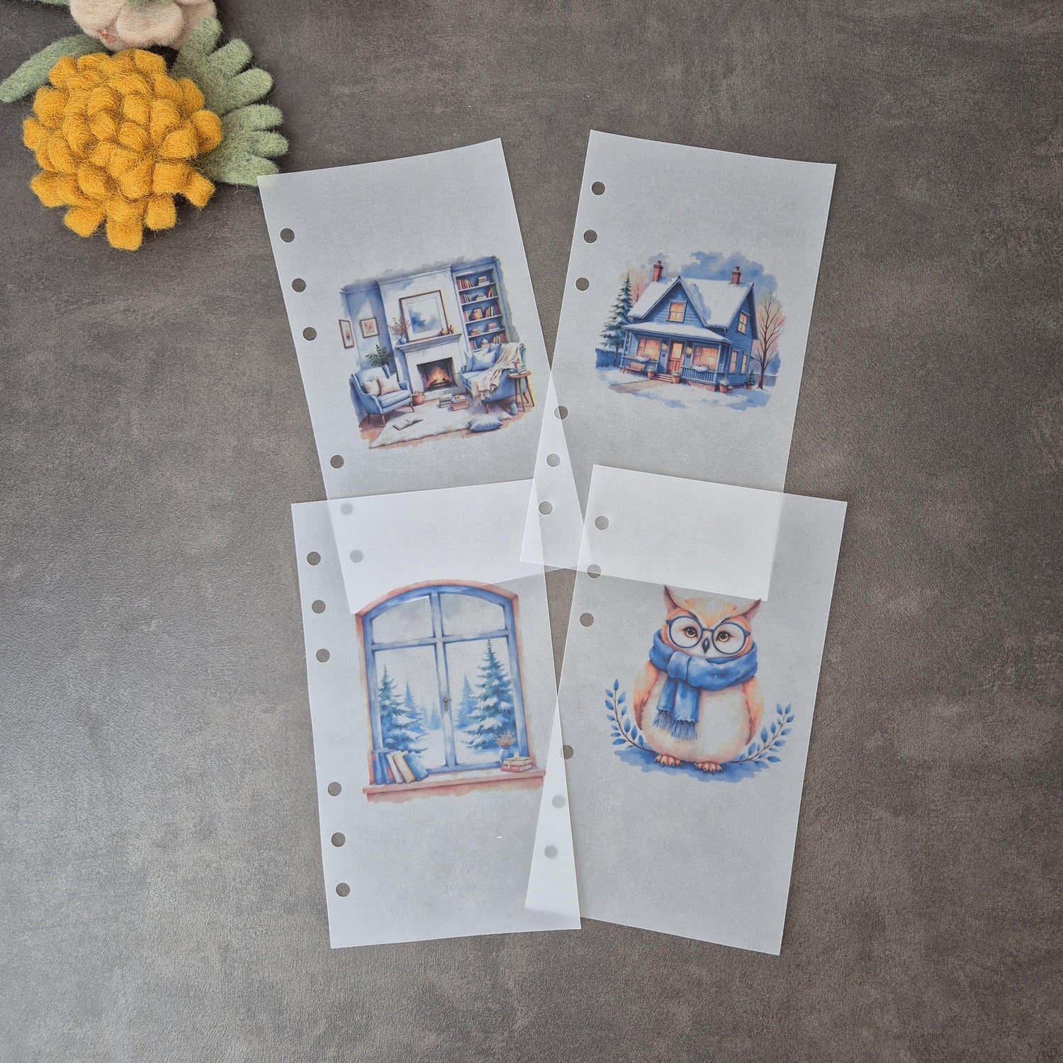 Personal Planners Cozy Winter Vellum Dashboards Set of 4