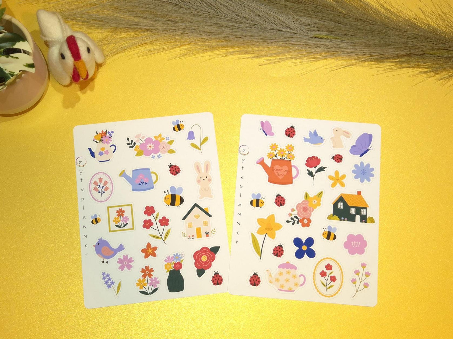Garten Sticker mit Blumen, Bienen und Schmetterlinge