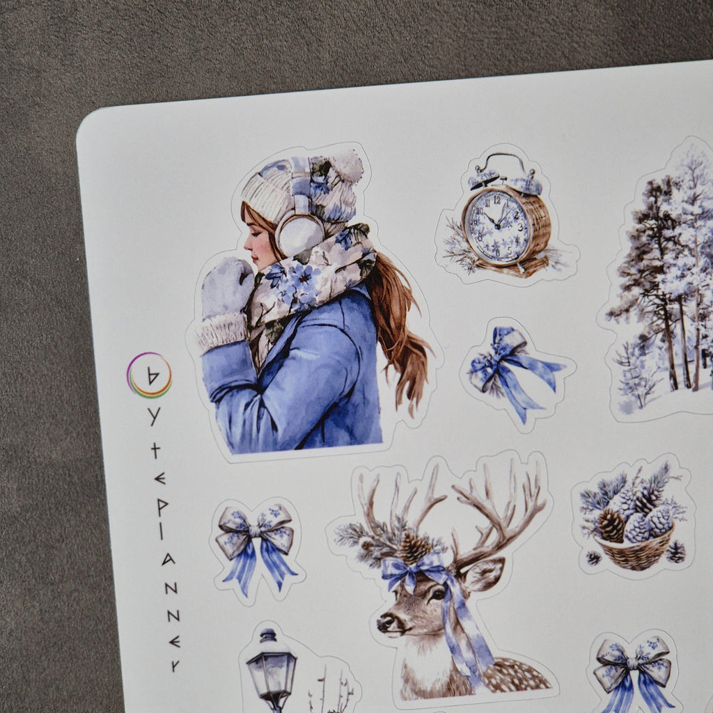 Winterzauber Aquarell Sticker Set – Vintage Weihnachten