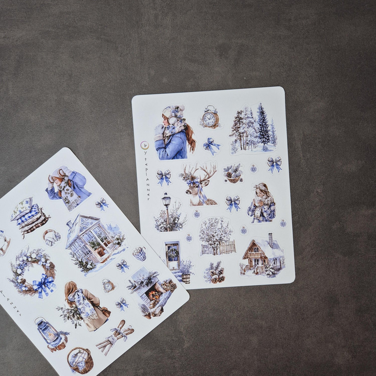 Winterzauber Aquarell Sticker Set – Vintage Weihnachten