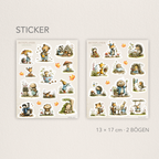Waldtier Stickerbogen 2er-Set – Herbst Sticker für Planer & Bullet Journal