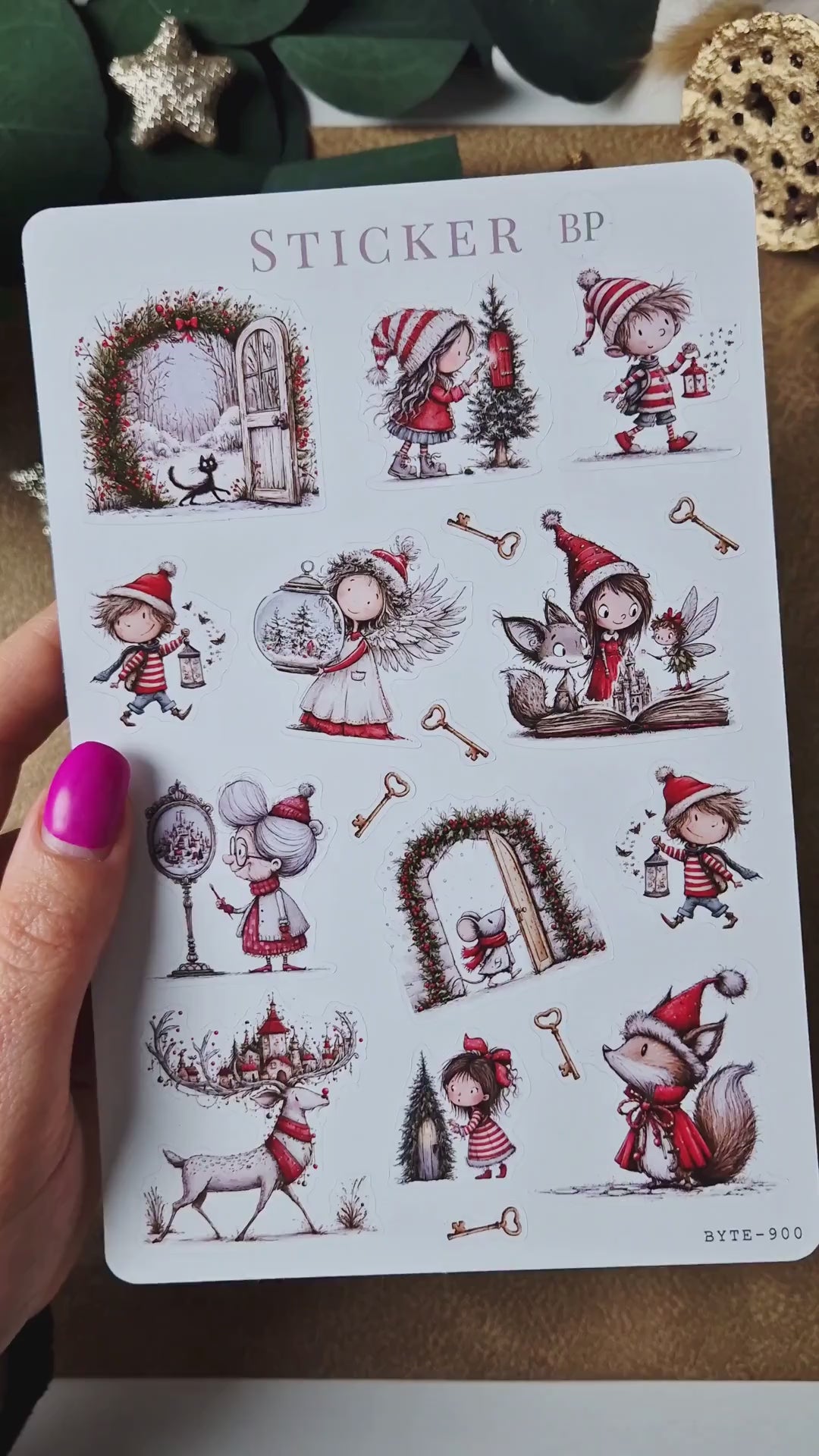 Weihnachtssticker mit märchenhaften Wintermotiven