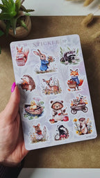 Stickerbogen Waldtiere in Aquarelloptik für Planer und Journals