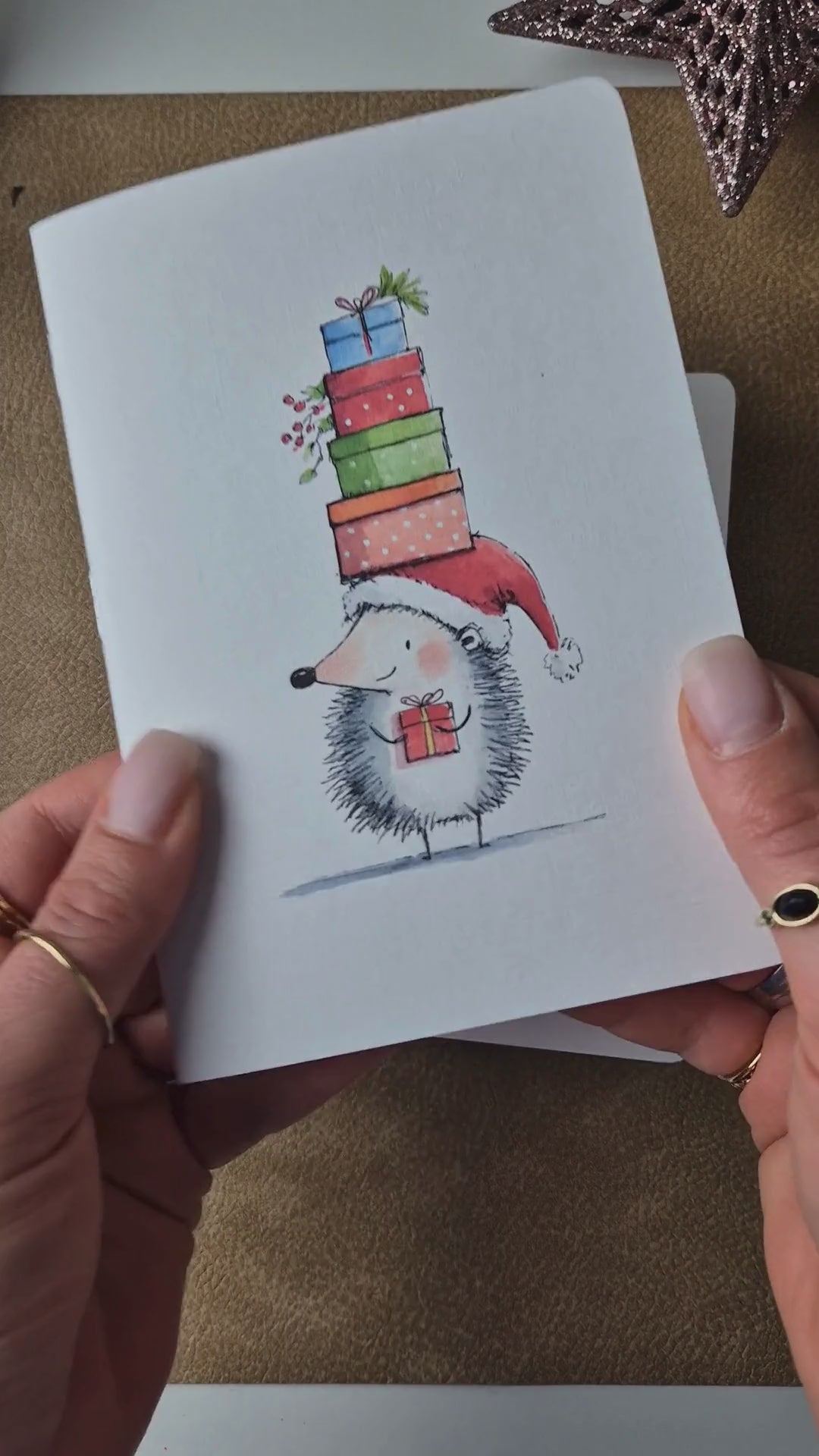 Weihnachts-Notizbuch A6 mit Igeln