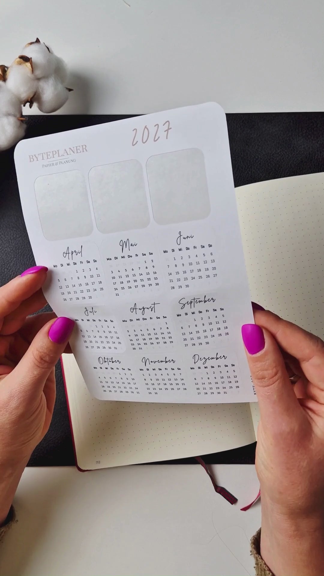 Jahresübersicht 2027 Sticker | Kalender Sticker für Planer, Bujo & Journal