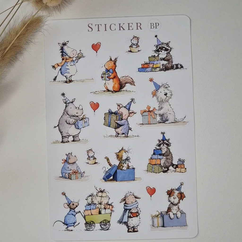 Geburtstagssticker mit Tiere