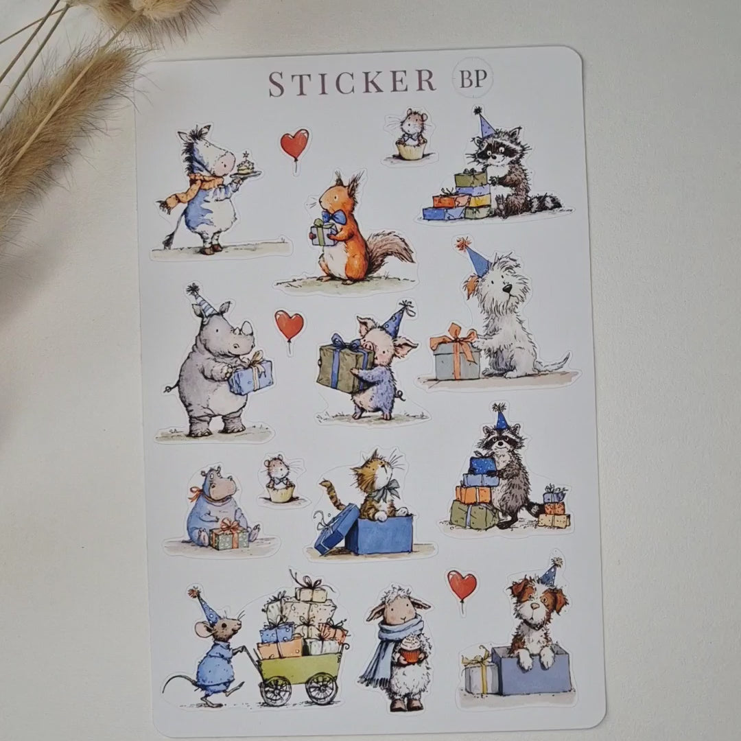 Geburtstagssticker mit Tiere