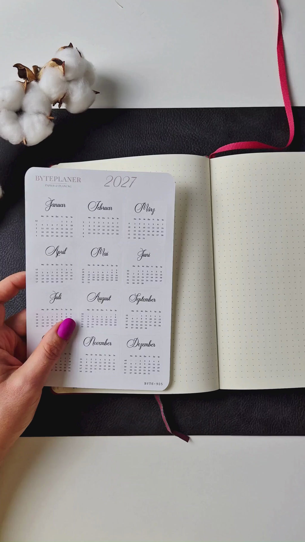 Jahresübersicht 2027 Sticker | Kalender Sticker für Planer, Bujo & Journal