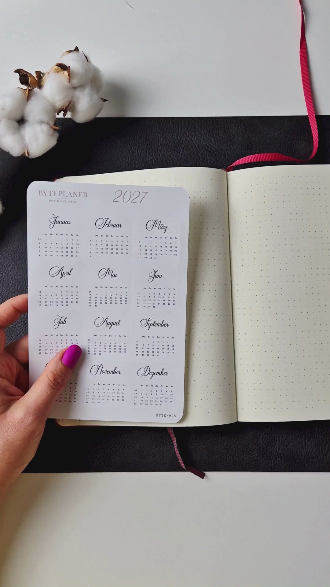Jahresübersicht 2027 Sticker | Kalender Sticker für Planer, Bujo & Journal