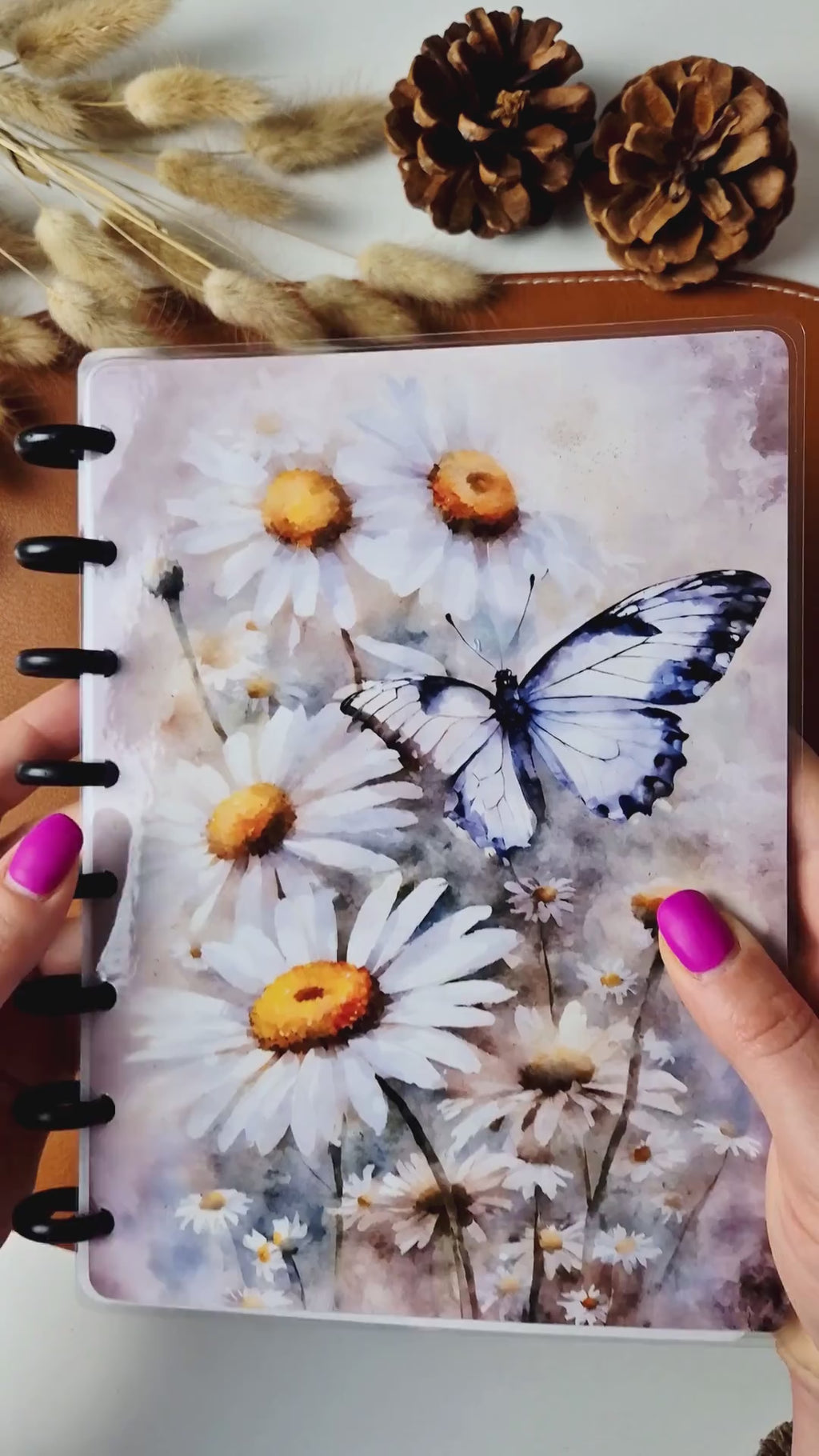 Discbuch A5 | Aquarell Gänseblümchen & Schmetterling Notizbuch