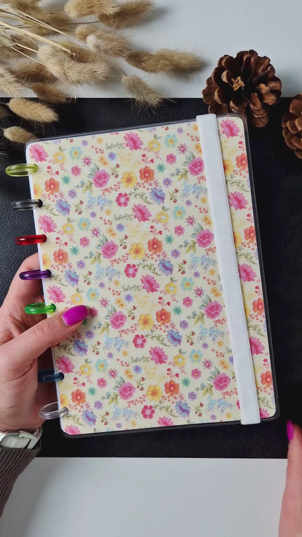 Florales A5-Discbuch mit Notizseiten