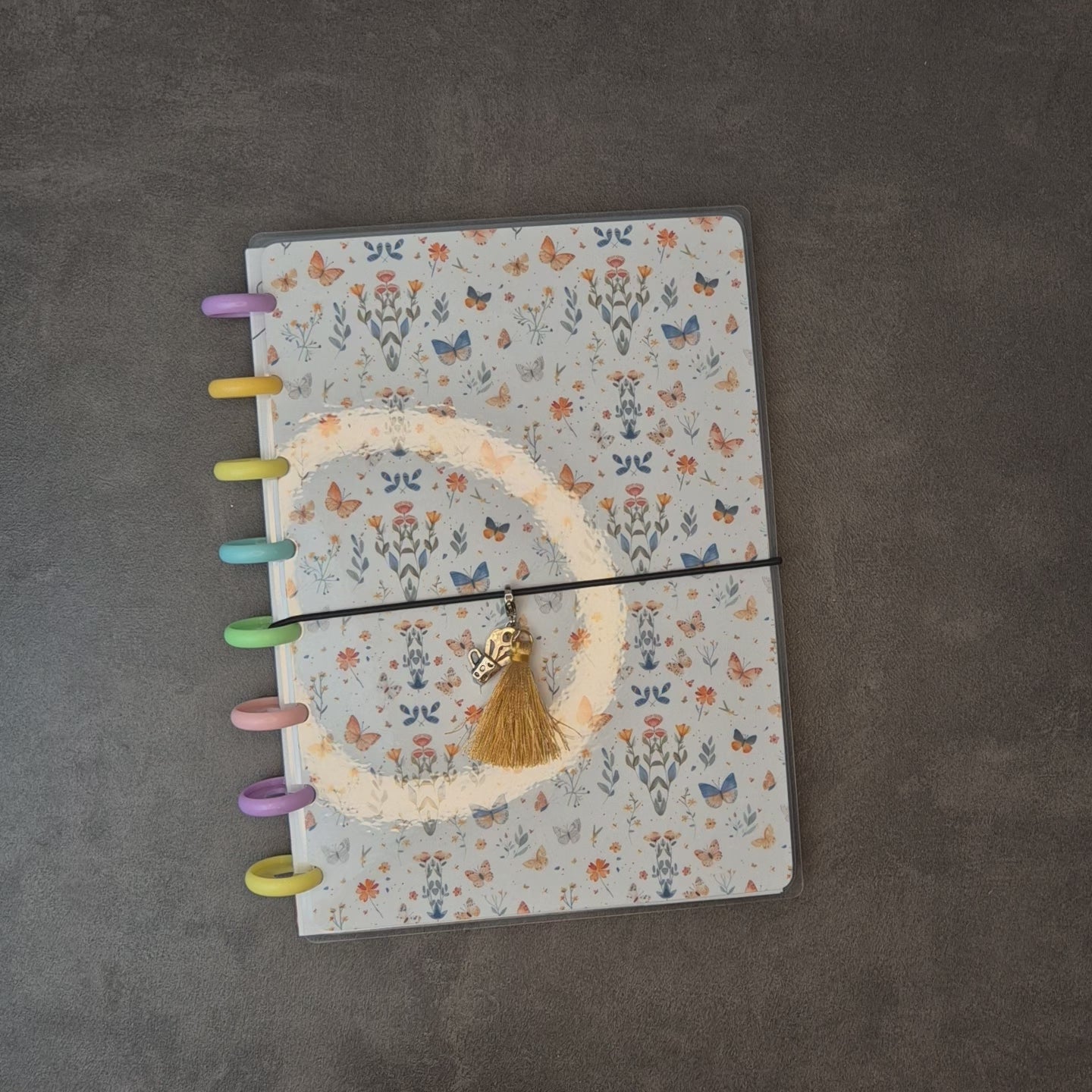 A5 Discbound Notizbuch mit Blumenmuster – handgemacht & flexibel