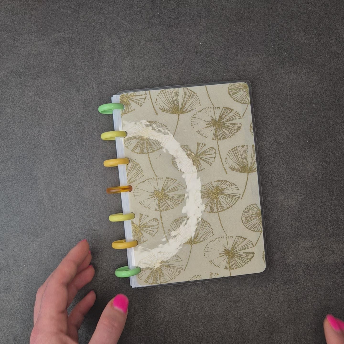 Mini Discbound Notizbuch „Seerosen" – handgemacht, nachfüllbar & minimalistisch