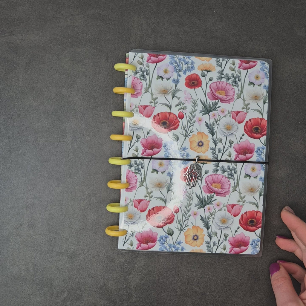 Blumiges A5-Discbuch mit Mohnblumen – für achtsame Momente im Alltag