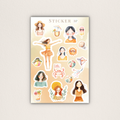 Sommer Sticker im zarten Boho Stil