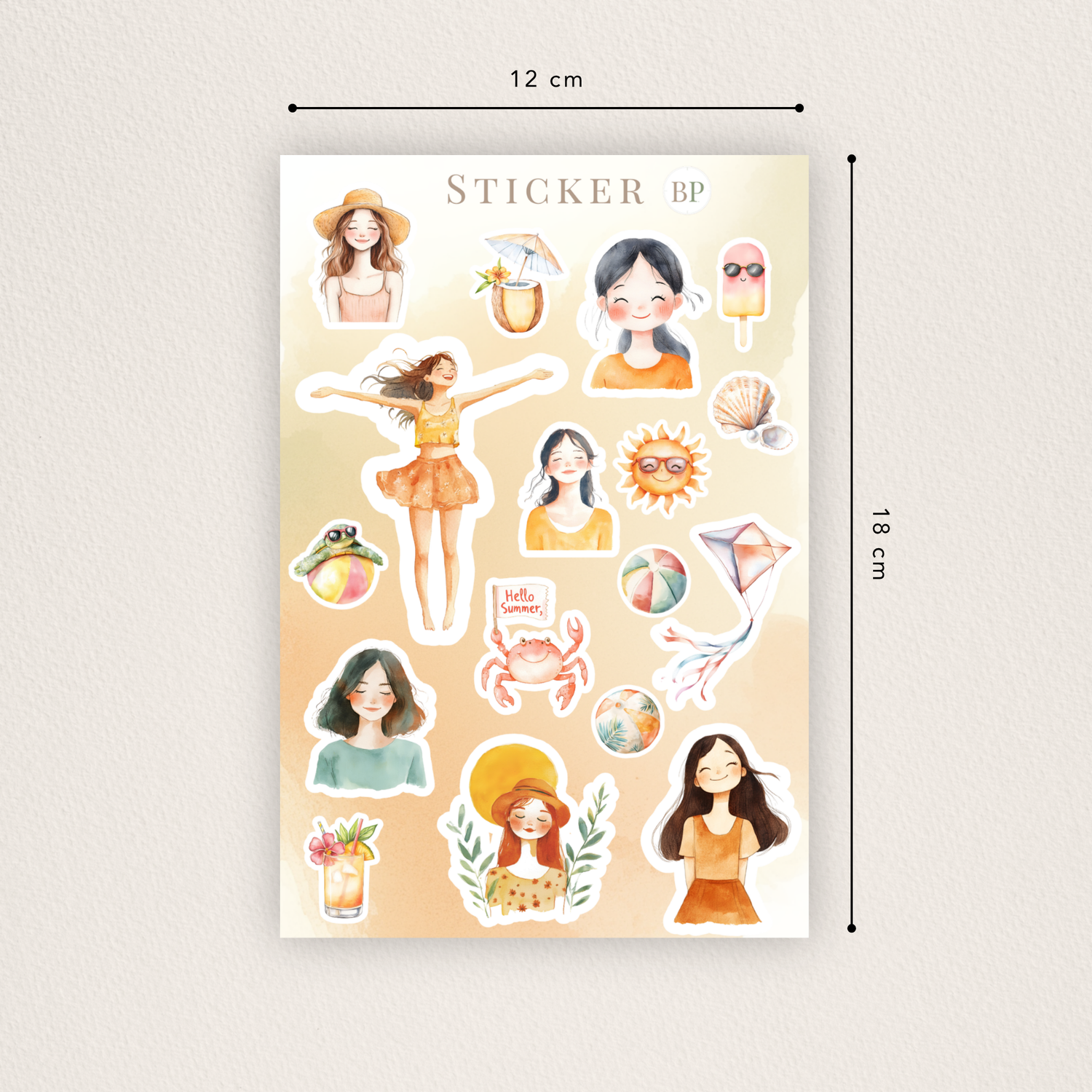 Sommer Sticker im zarten Boho Stil
